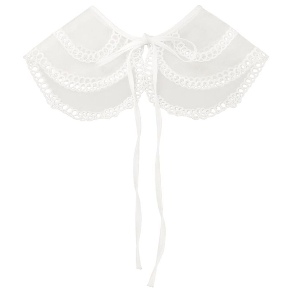Detachable Fake Collar Semi-Sheer Embroidery Mini Cape Neck Ruff False Collar